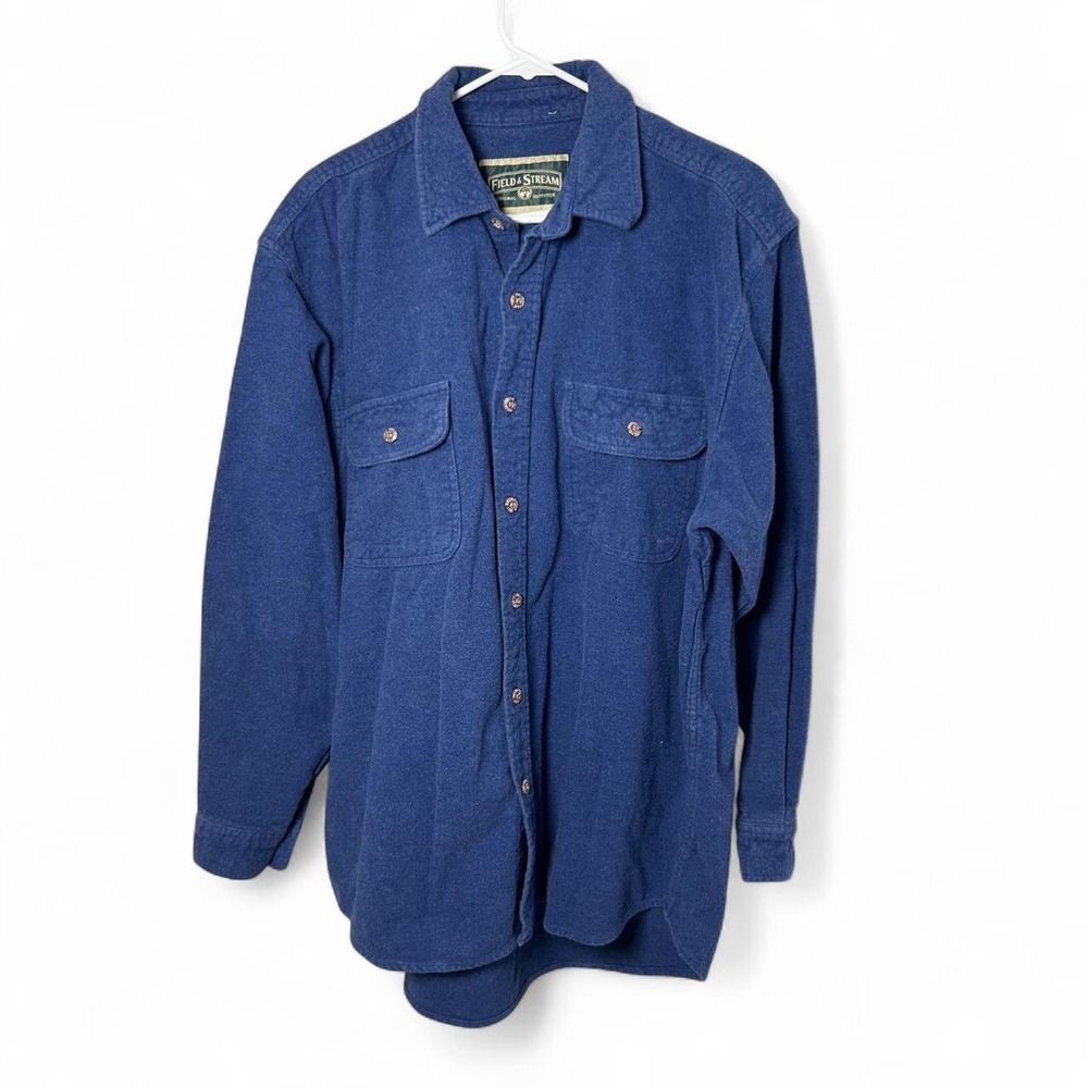 VTG Field & Stream Blue Heavyweight Chamois Flannel XL Thick Cotton Shirt